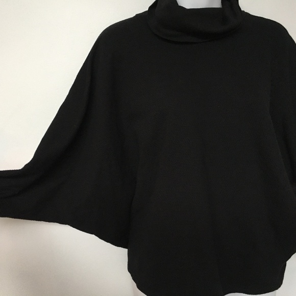 Stateside Sweater Sweatshirt Turtleneck Black Dolman Sleeves Size M 100% Cotton - Picture 2 of 6